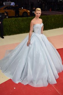claire danes cute strapless sweetheart baby blue prom ball gown met gala 2016