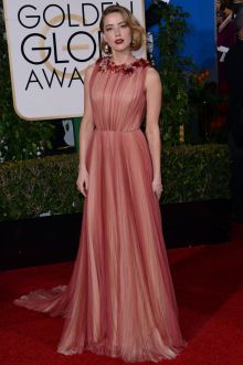 amber heard 2016 golden globes red carpet sleeveless prom celebrity dress