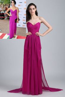 vanessa hudgens fuchsia chiffon long evening bridesmaid dress