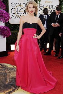 taylor swift unique black fuchsia satin two tone prom dress golden globes 2014