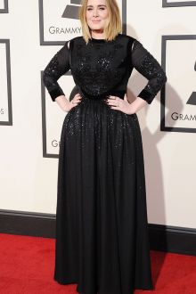 adele plus size sequin black long sleeve prom dress grammys 2016 red carpet