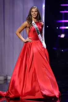 ellie picone red satin bateau neck pageant ball gown miss teen usa 2016