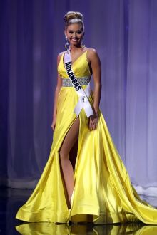 makenzie sexton classic yet sexy yellow satin pageant dress miss teen usa 2016