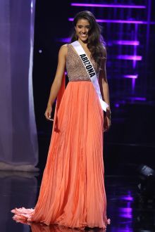 tristany hightower beaded v neck orange long pageant dress miss teen usa 2016