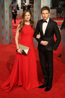 hannah bagshawe simple yet elegant sleeveless red satin evening dress bafta 2016