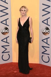 sharon stone sequin black sleeveless plunging sheath formal dress cma 2016