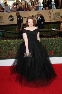 off the shoulder black tulle plus size celebrity prom dress shannon purser 2017