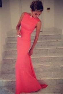 celebrity red mermaid evening dress bateau neck cap sleeve open back