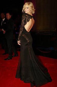 samara weaving sheer black lace and satin long sleeve evening dress logie awards